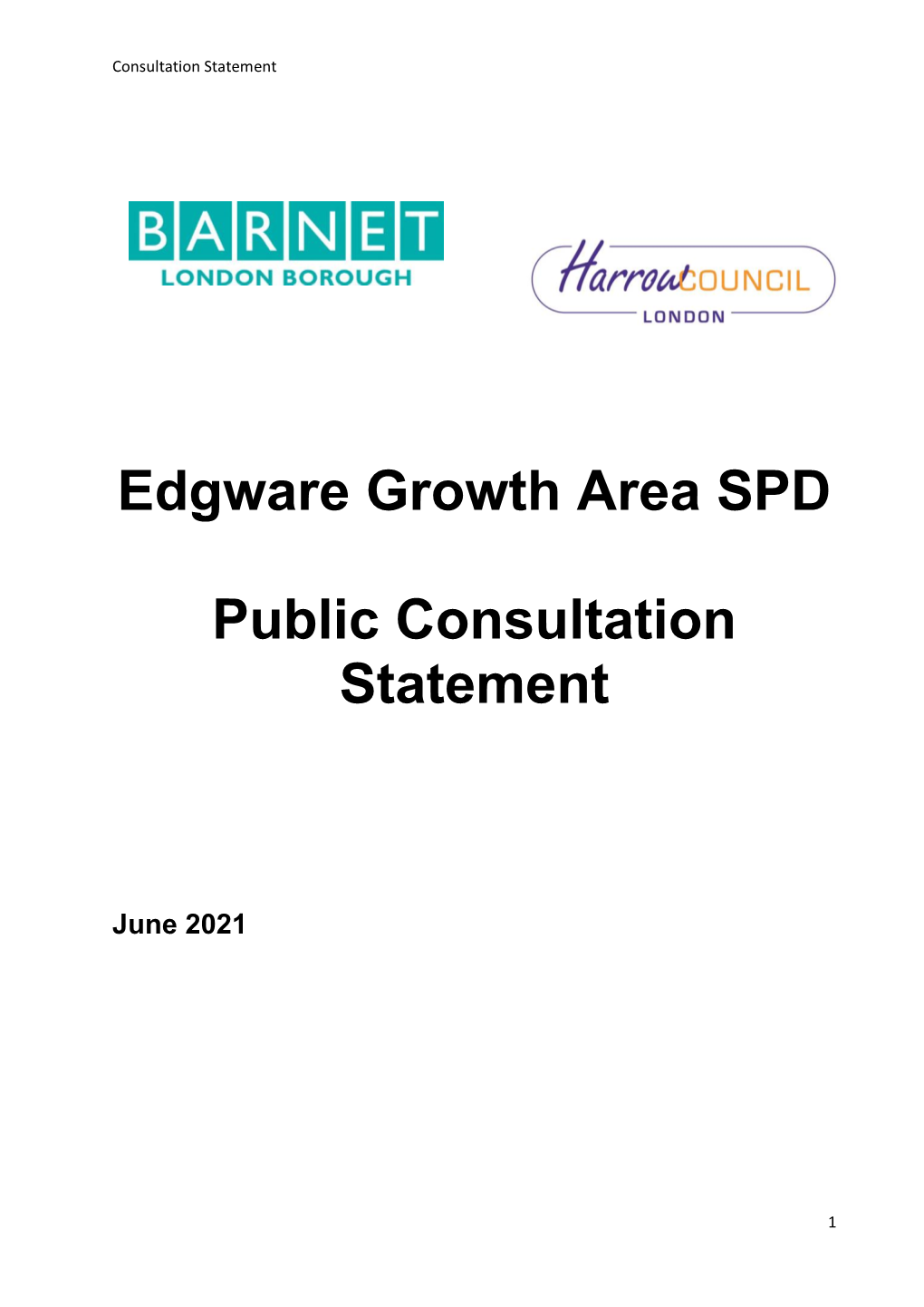 Edgware Growth Area SPD Public Consultation Statement