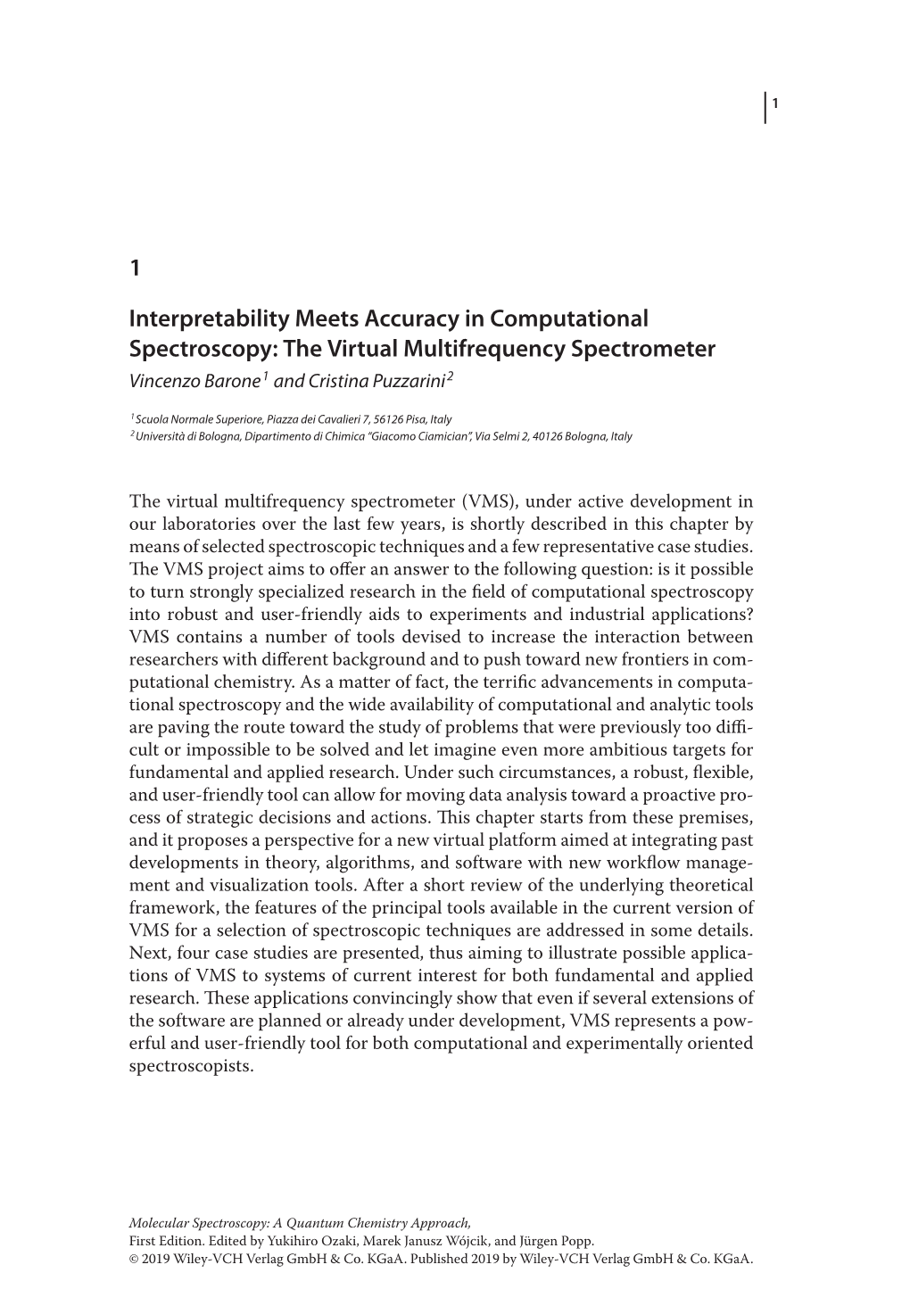 1 Interpretability Meets Accuracy in Computational Spectroscopy