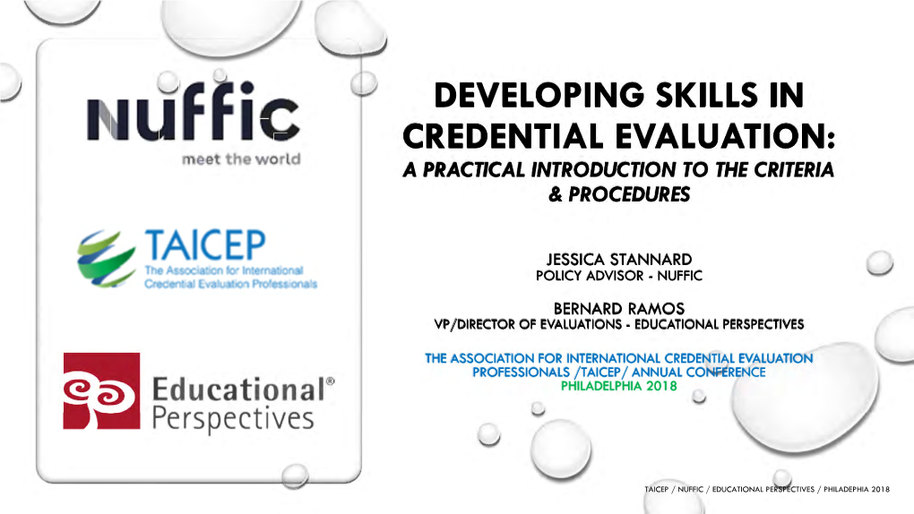 Developing Skills in Credential Evaluation