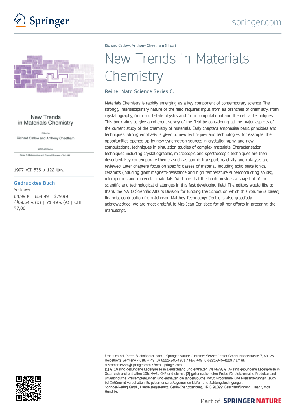 New Trends in Materials Chemistry Reihe: Nato Science Series C