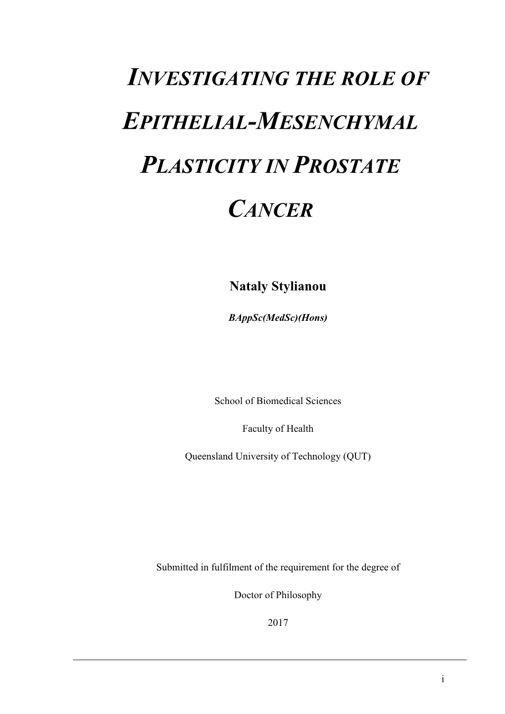 Investigating the Role of Epithelial-Mesenchymal