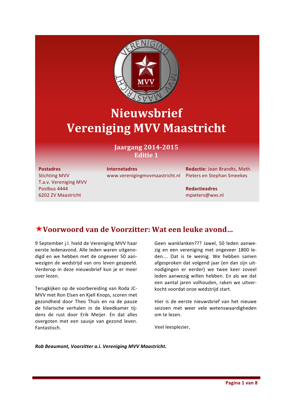 Nieuwsbrief&& Vereniging&MVV&Maastricht&