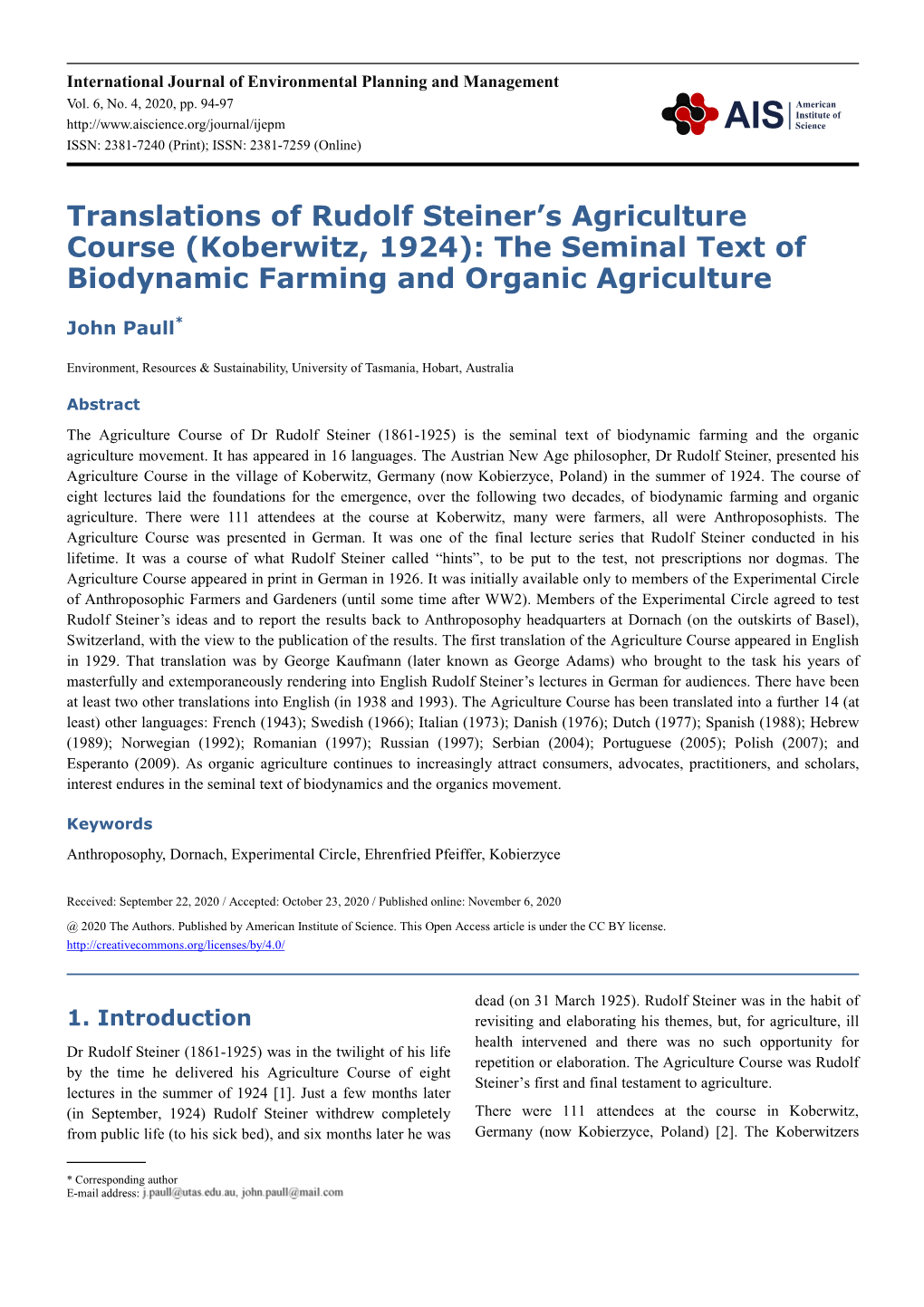 Translations of Rudolf Steiner's Agriculture Course (Koberwitz
