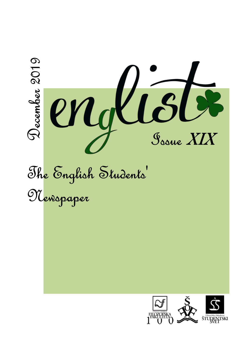 The English Students' Newspaper Issue XIX December 2019