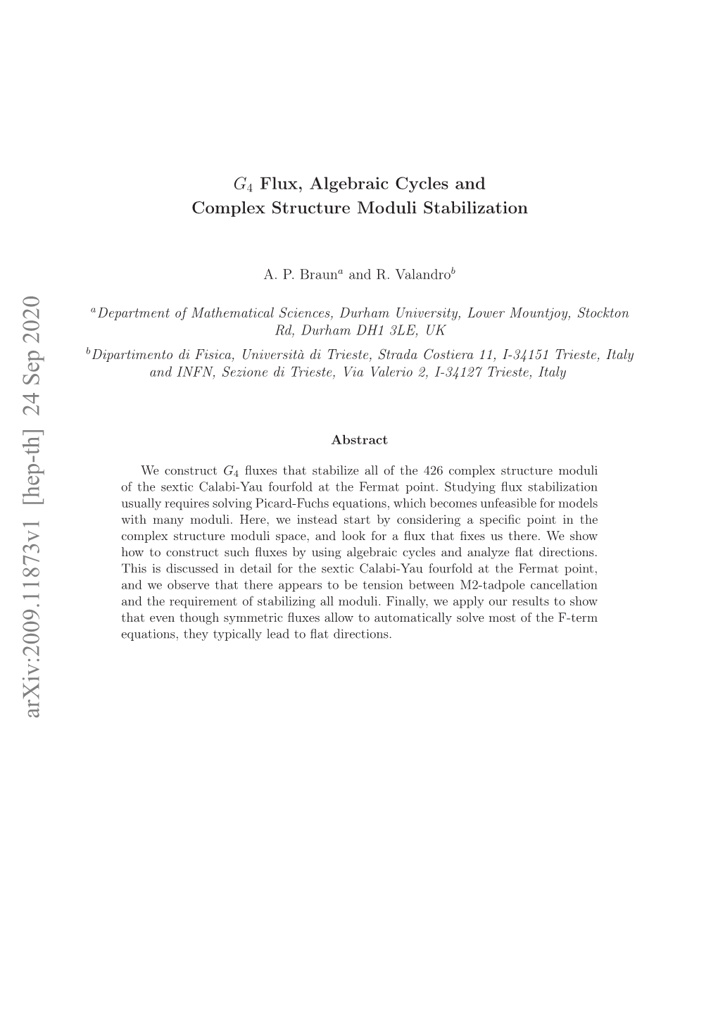 Arxiv:2009.11873V1 [Hep-Th]