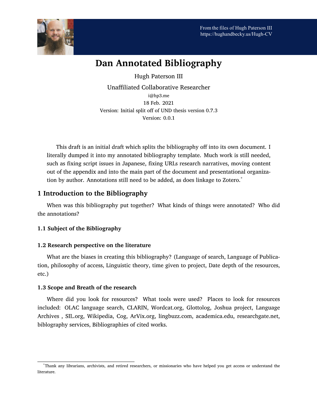 Dan Annotated Bibliography Hugh Paterson III Unaffiliated Collaborative Researcher I@Hp3.Me 18 Feb
