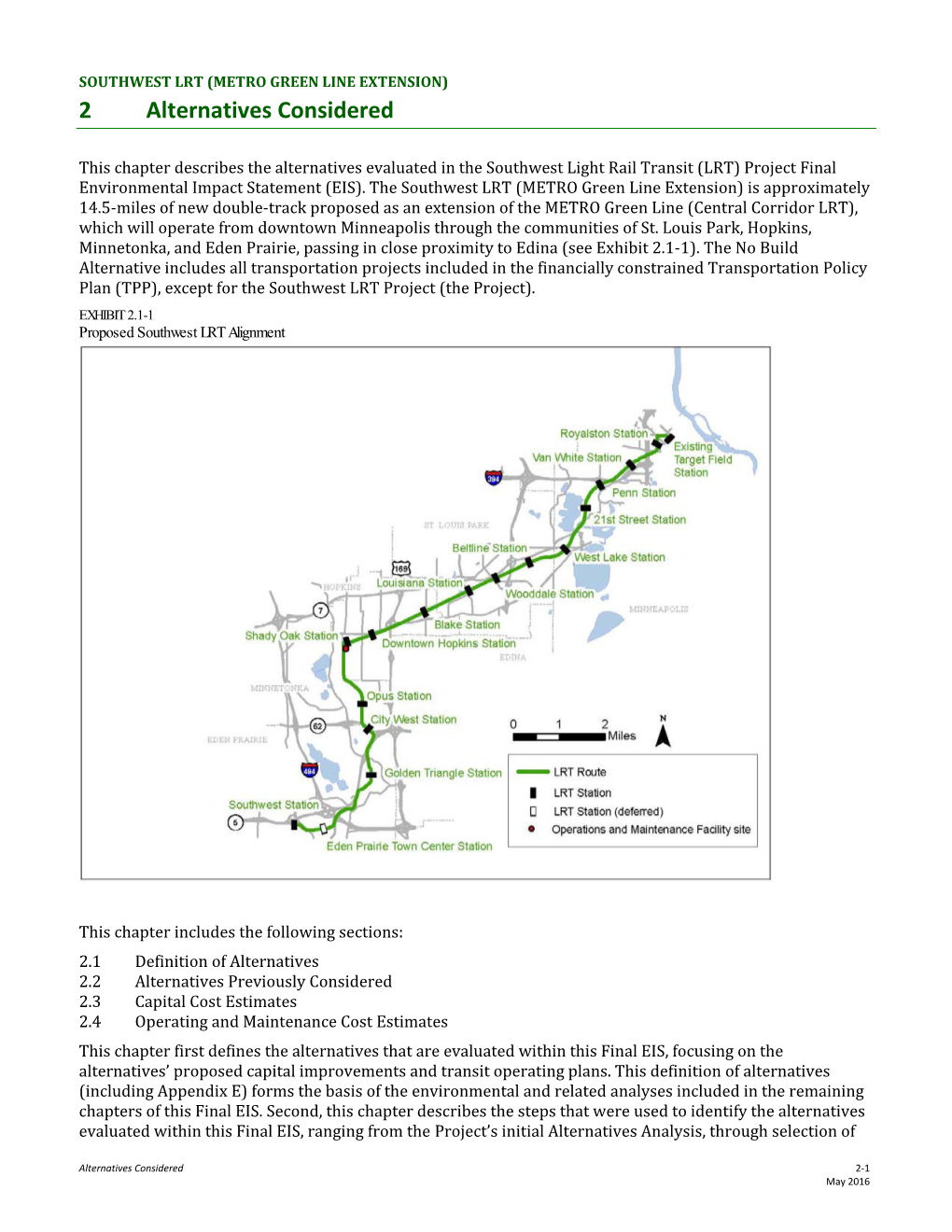 SWLRT Final EIS Chapter 2: Alternatives Considered