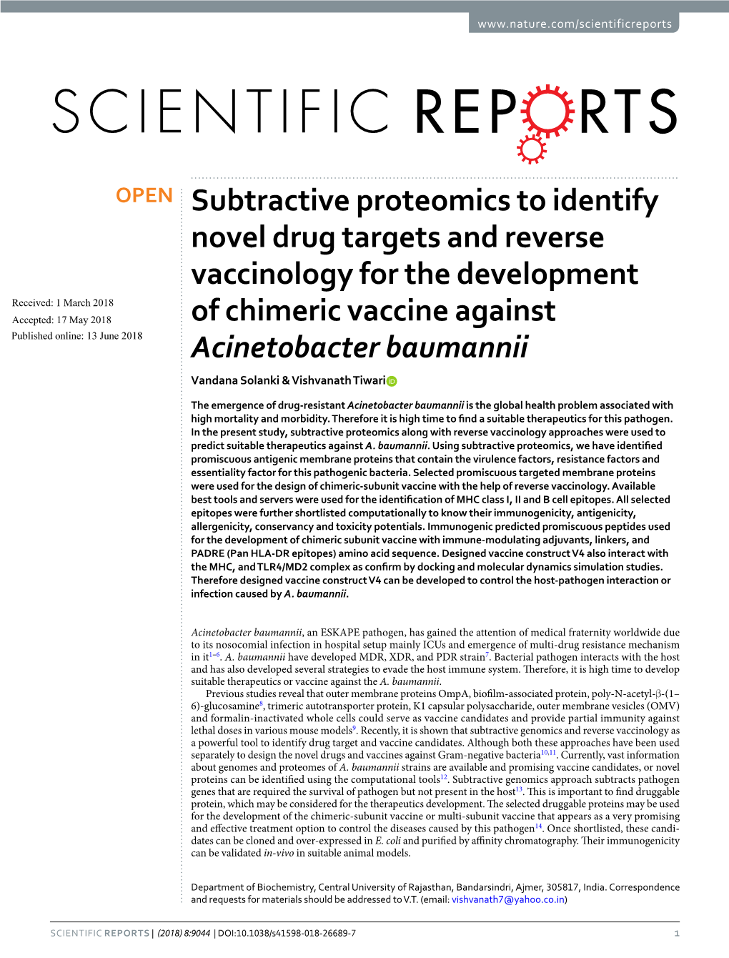 Subtractive Proteomics to Identify Novel Drug Targets and Reverse