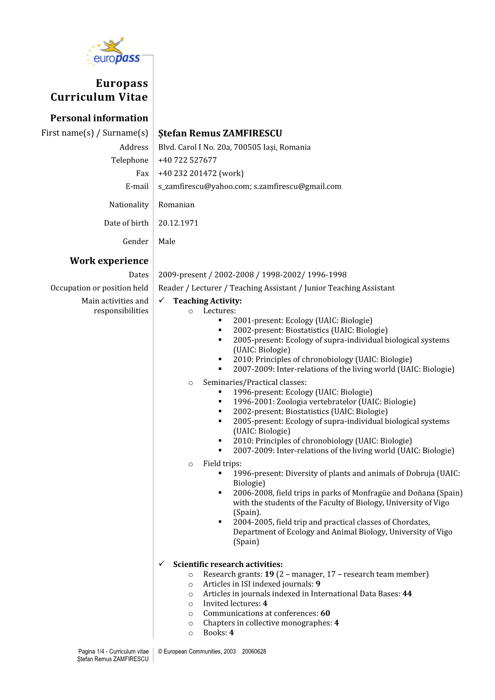 Europass Curriculum Vitae