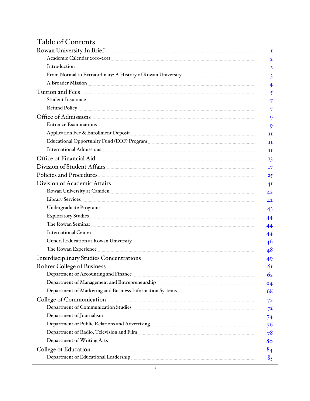 Table of Contents