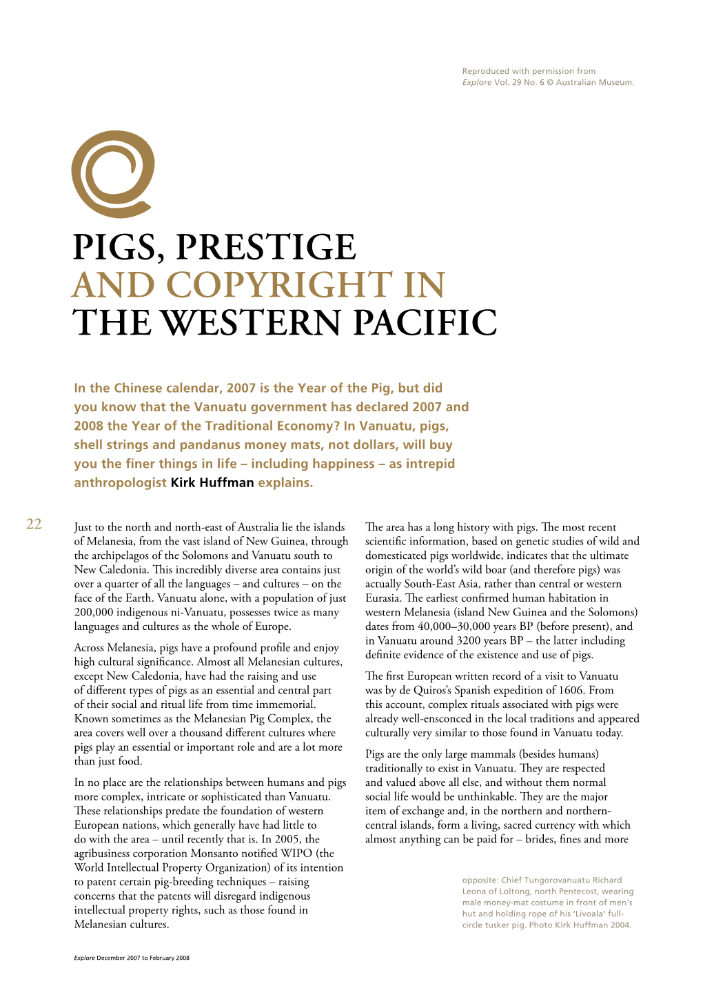 PIGS, Prestige and Copyright in the Western Pacific