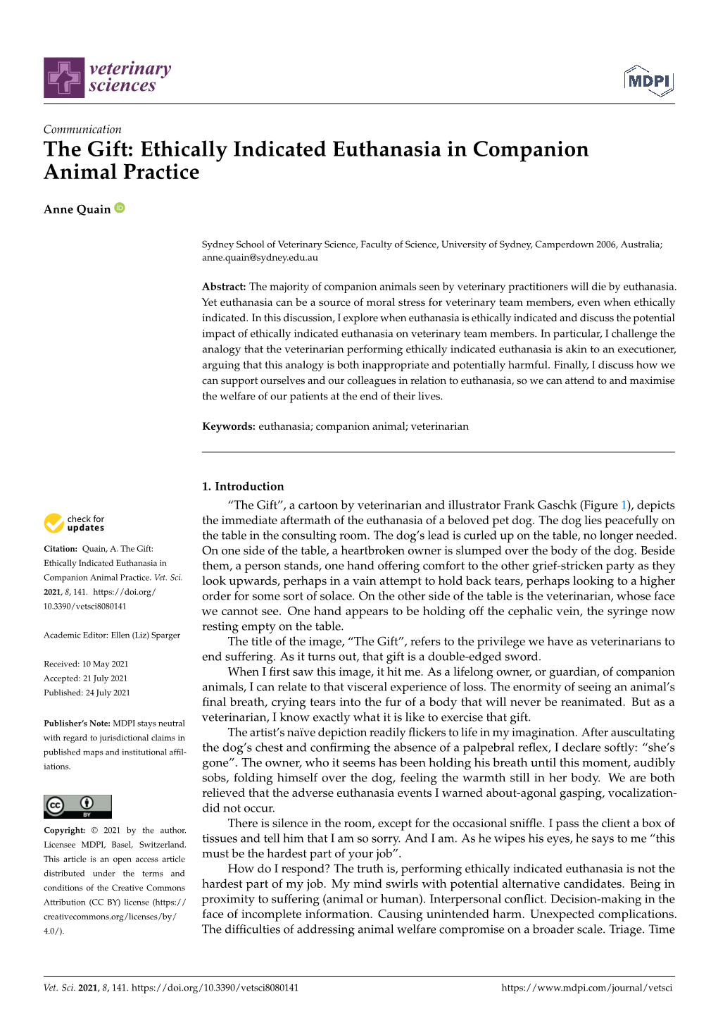 Ethically Indicated Euthanasia in Companion Animal Practice