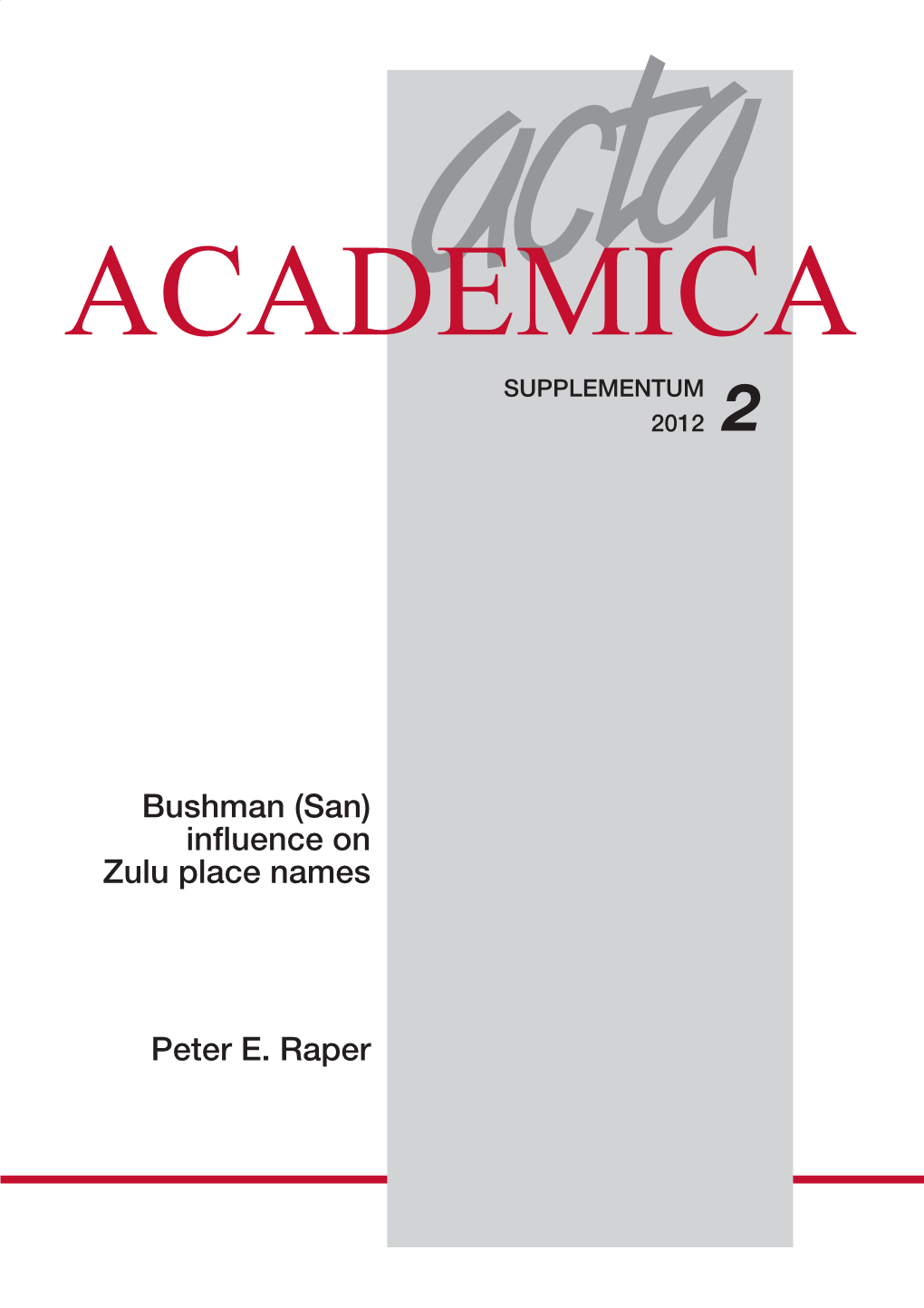 Academica Supplementum 2 2012 Issn 0587-2405