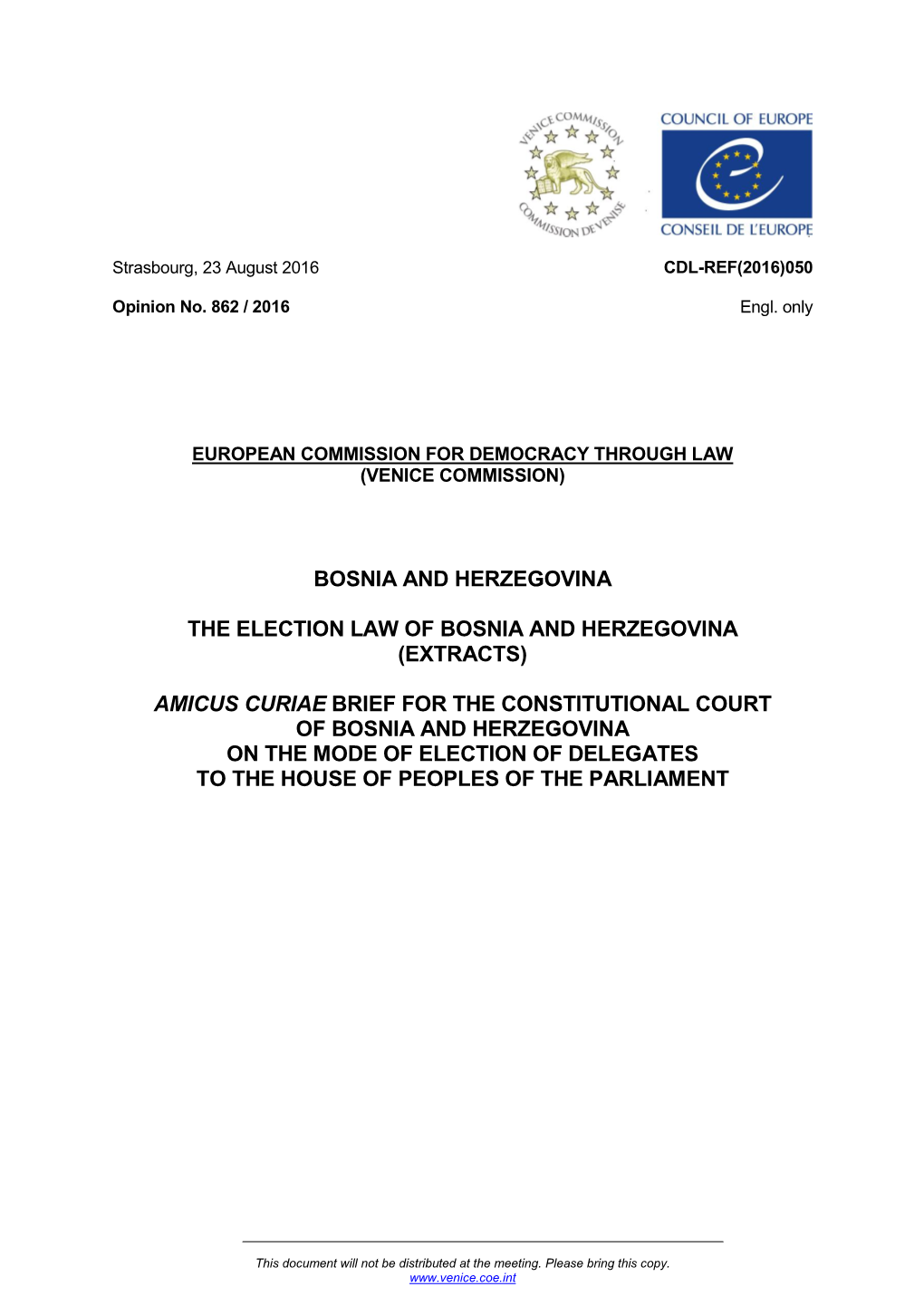 Bosnia and Herzegovina the Election Law of Bosnia And