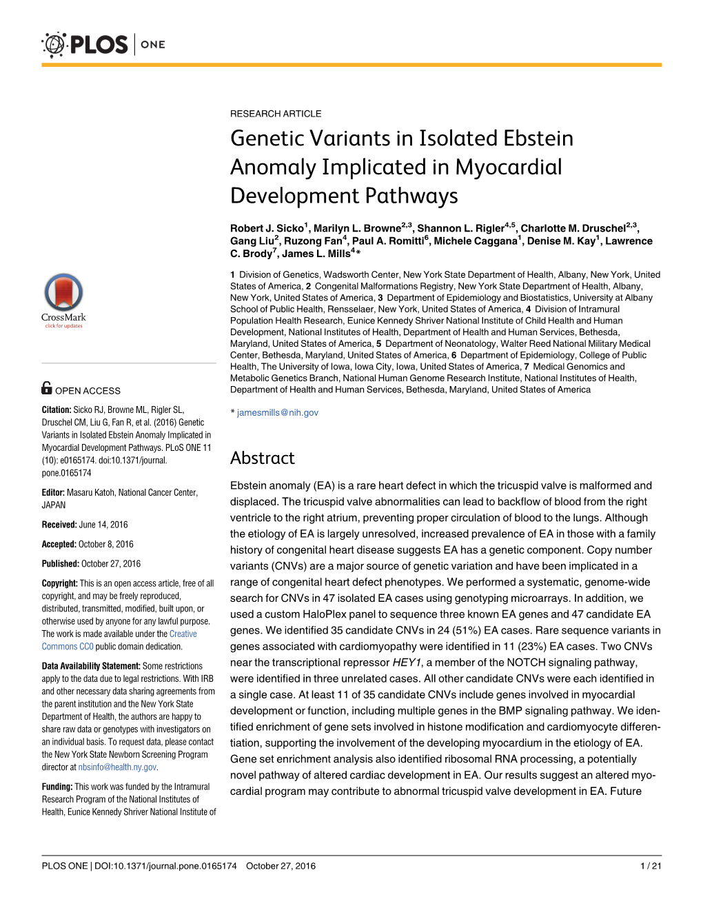 Genetic Variants in Isolated Ebstein Anomaly Implicated in Myocardial Development Pathways