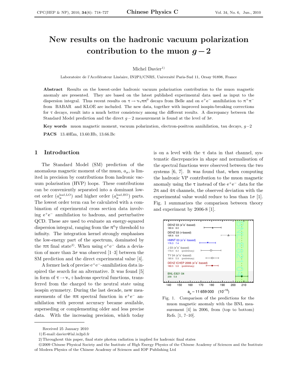 BNL-E821 04 + – 0 DEHZ 03 (E E -Based) Dispersion Integral, Ranging from the Π Γ Threshold to 180.9 ± 8.0 DEHZ 03 (Τ-Based) Inﬁnity