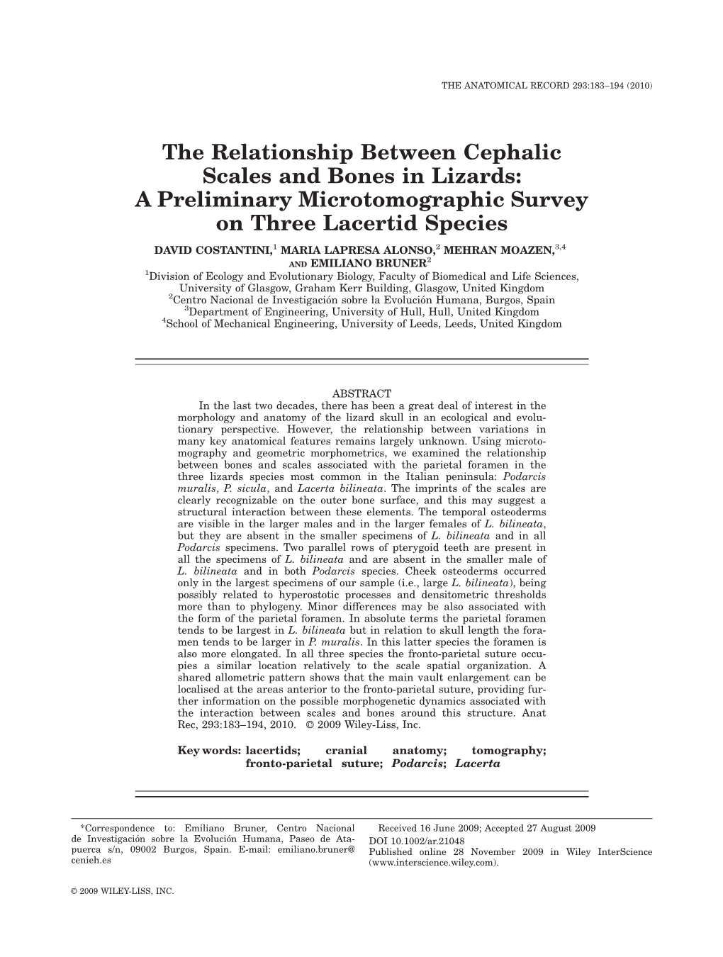 The Relationship Between Cephalic Scales and Bones in Lizards: a Preliminary Microtomographic Survey on Three Lacertid Species