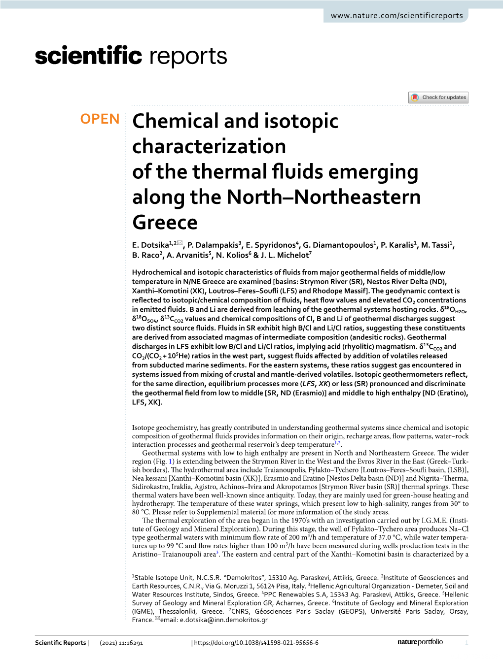 Chemical and Isotopic Characterization of the Thermal Fuids Emerging Along the North–Northeastern Greece E