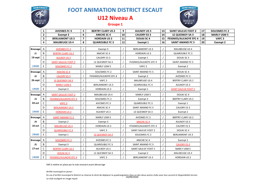 U12 Niveau a Groupe 1