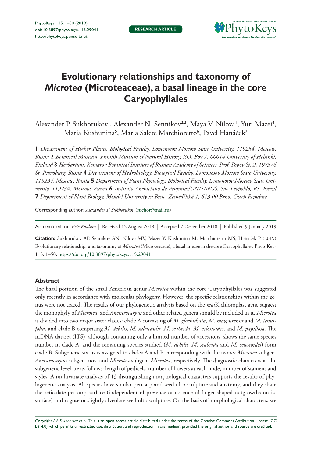 Evolutionary Relationships and Taxonomy of Microtea