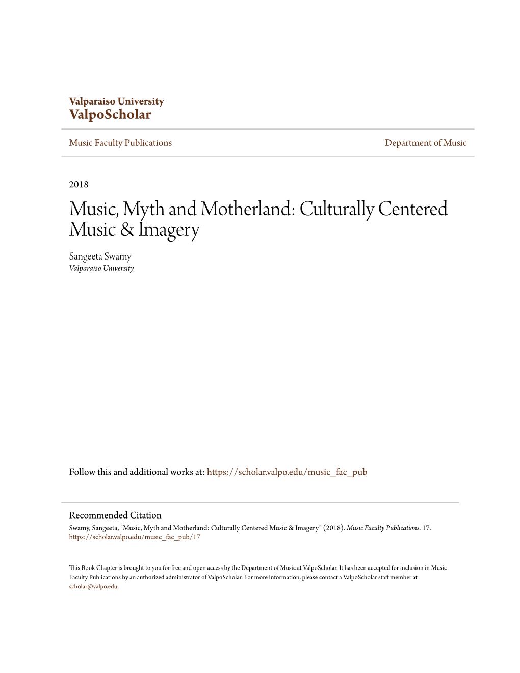 Music, Myth and Motherland: Culturally Centered Music & Imagery