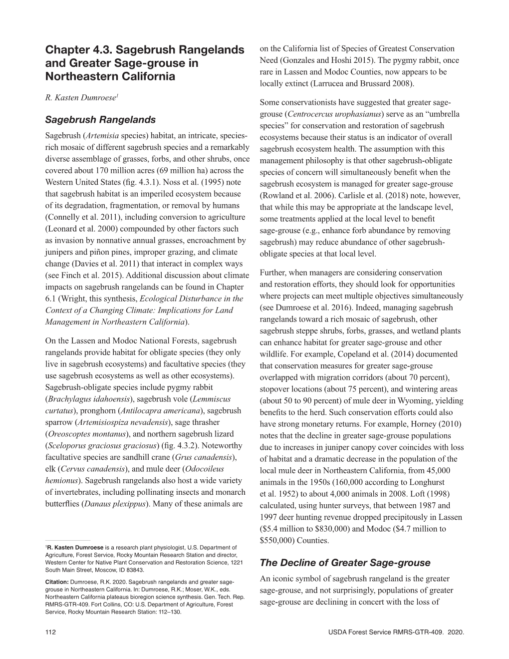 Sagebrush Rangelands and Greater Sage-Grouse in Northeastern