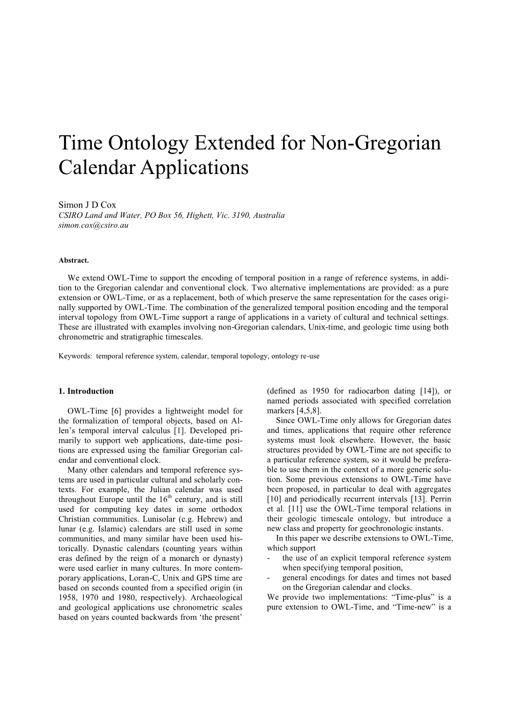 Time Ontology Extended for Non-Gregorian Calendar Applications