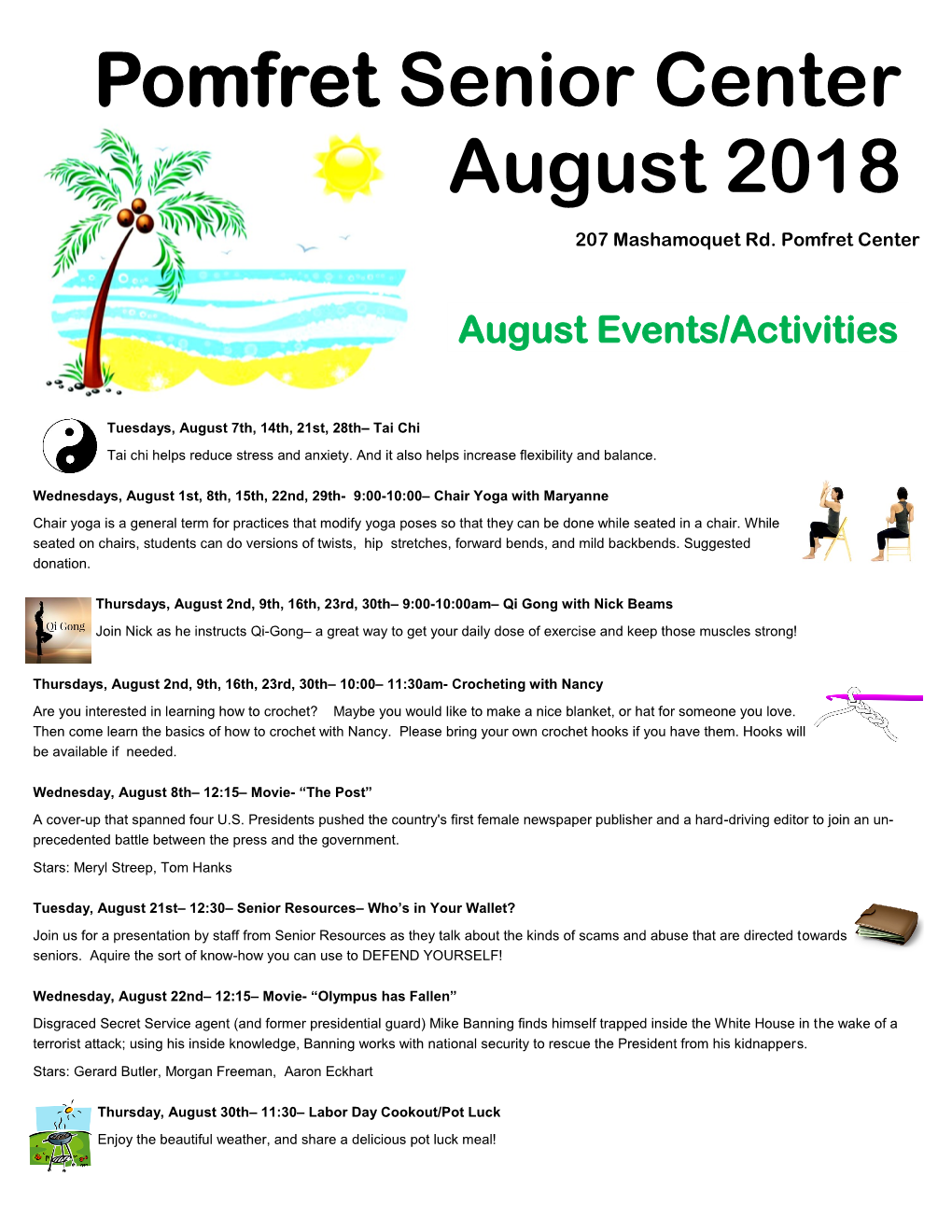 Pomfret Senior Center August 2018