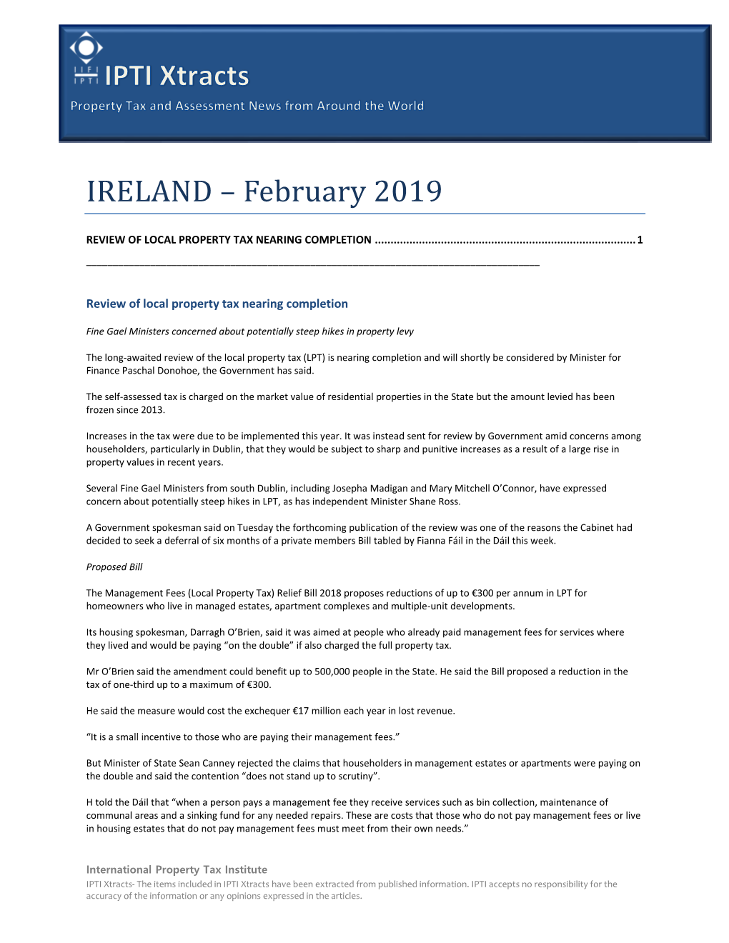 IRELAND – February 2019