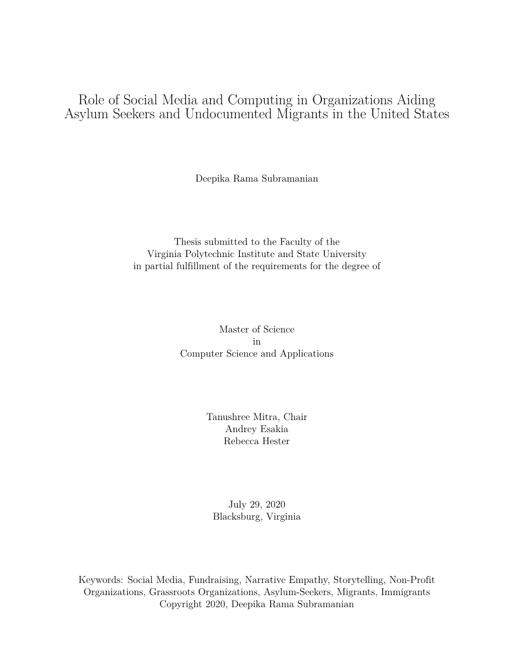 Role of Social Media and Computing in Organizations Aiding Asylum Seekers and Undocumented Migrants in the United States