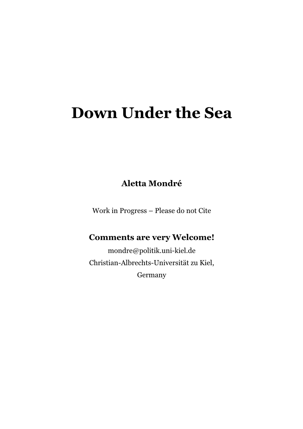 Down Under the Sea