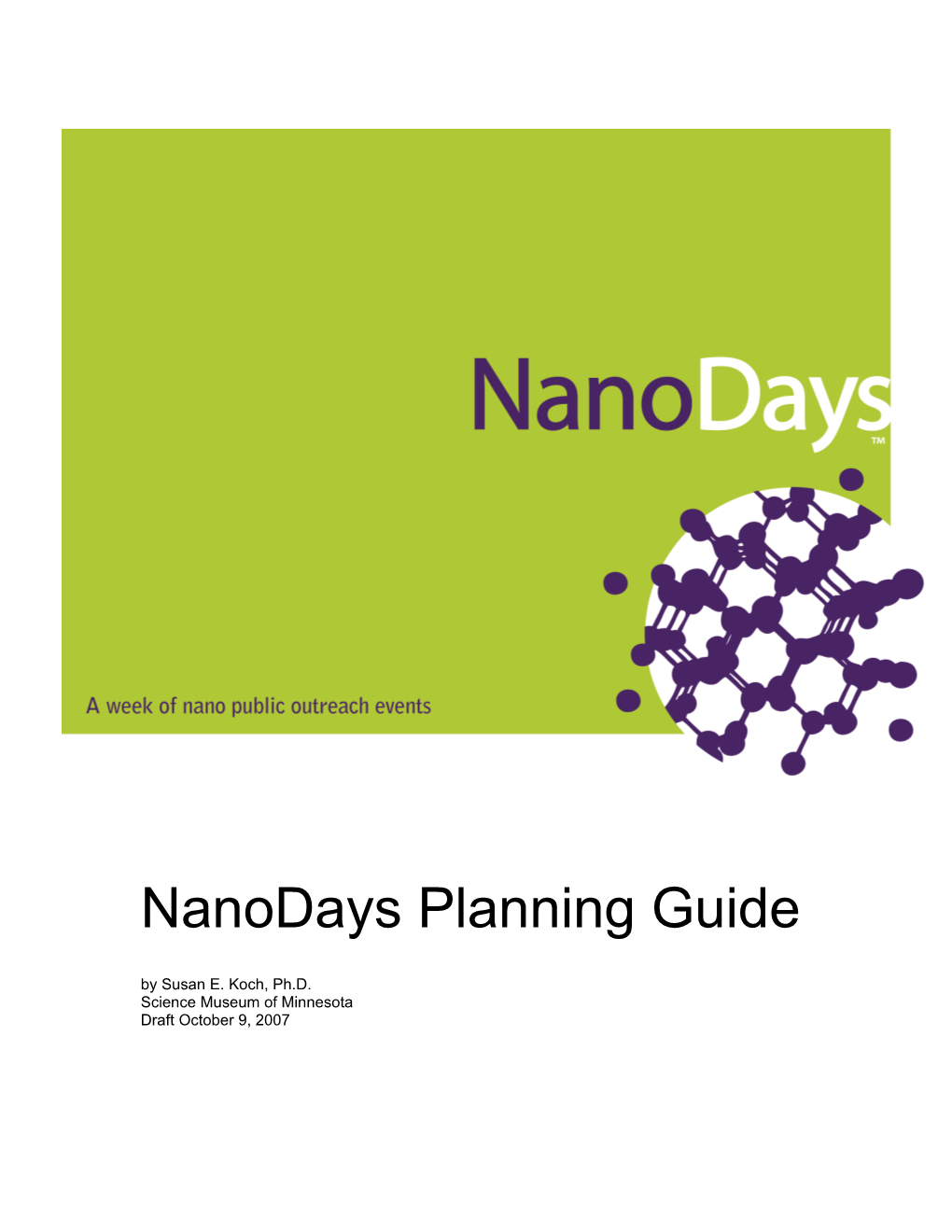 Nanodays Planning Guide