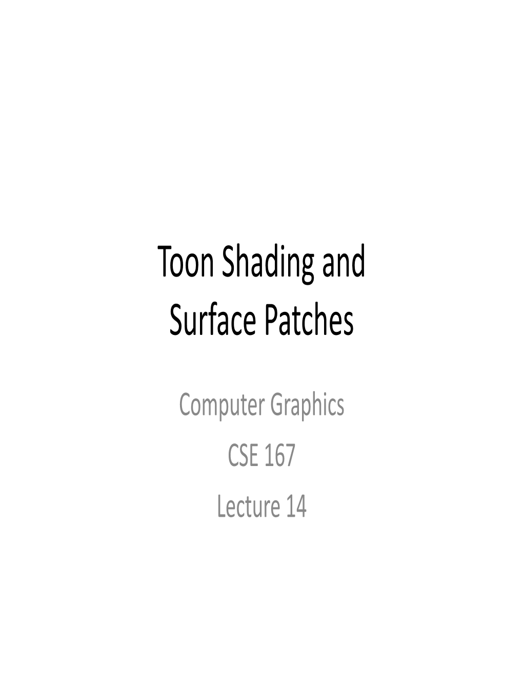 Toon Shading and Surface Patches