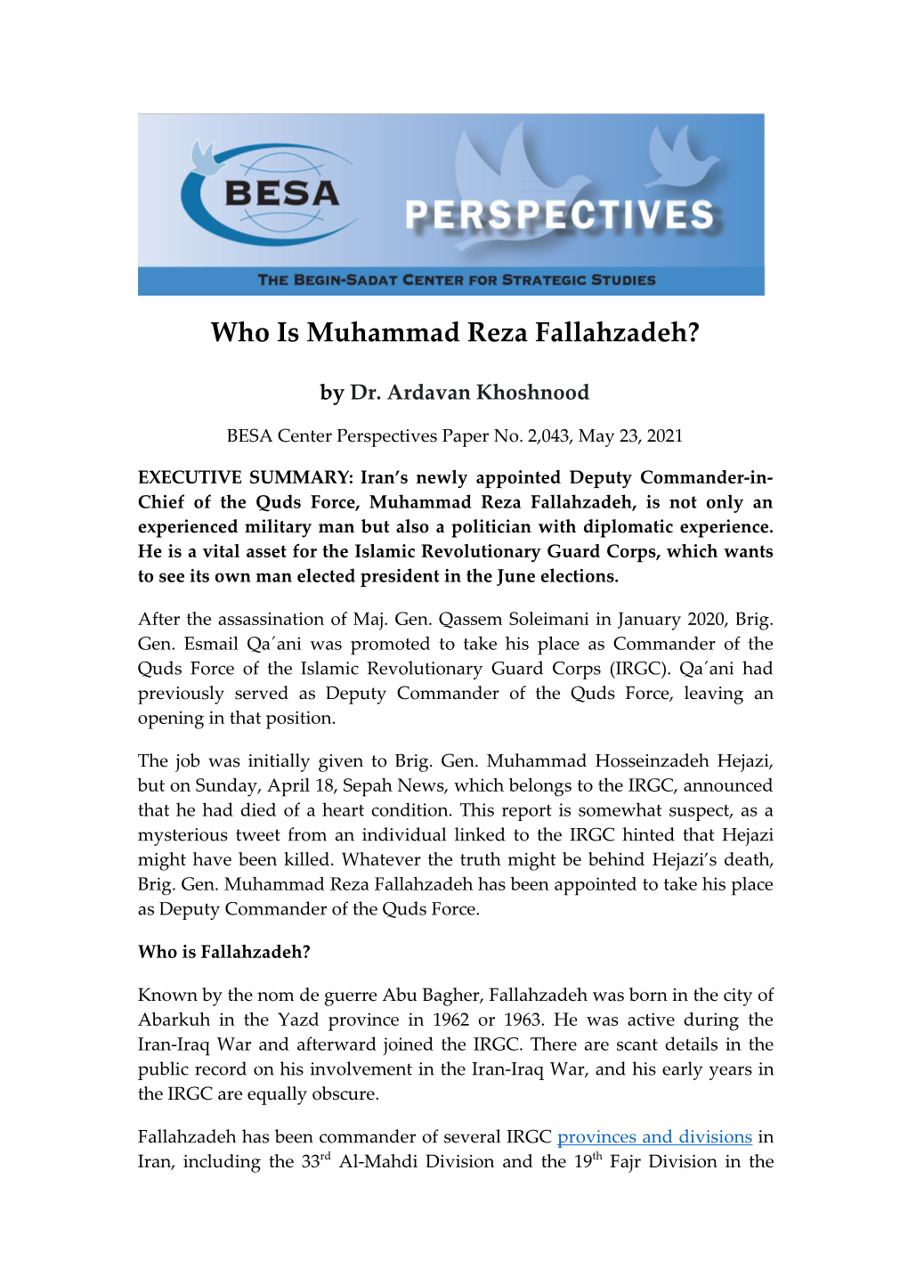 Who Is Muhammad Reza Fallahzadeh?