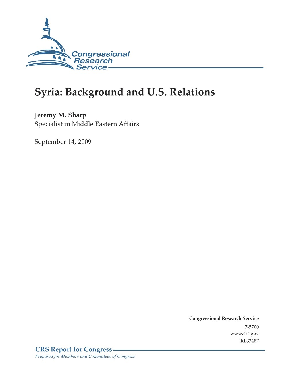 Syria: Background and U.S. Relations