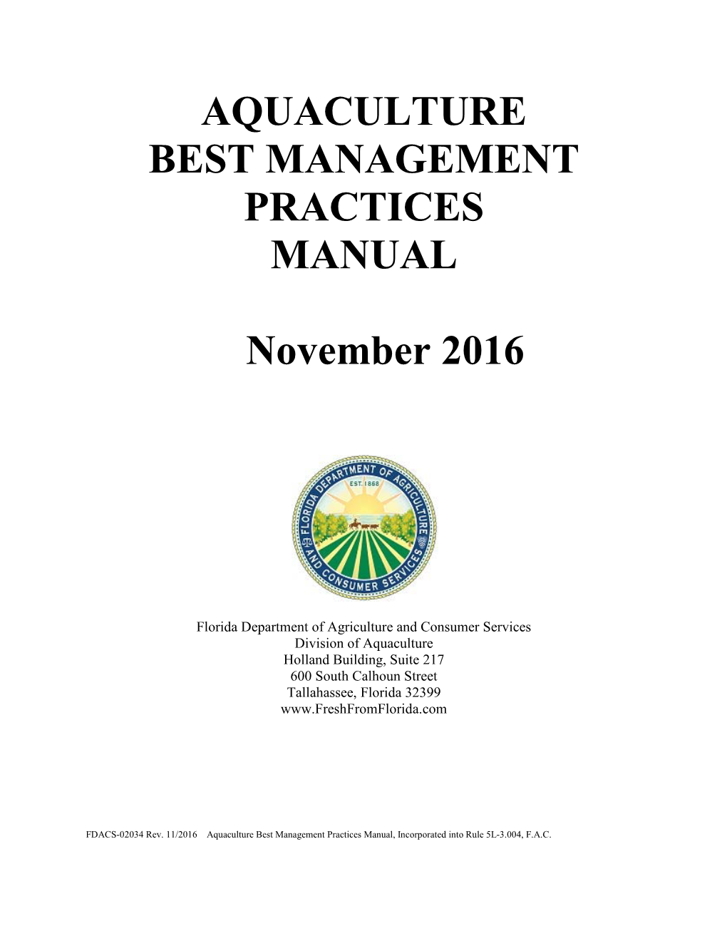 Aquaculture Best Management Practices Manual