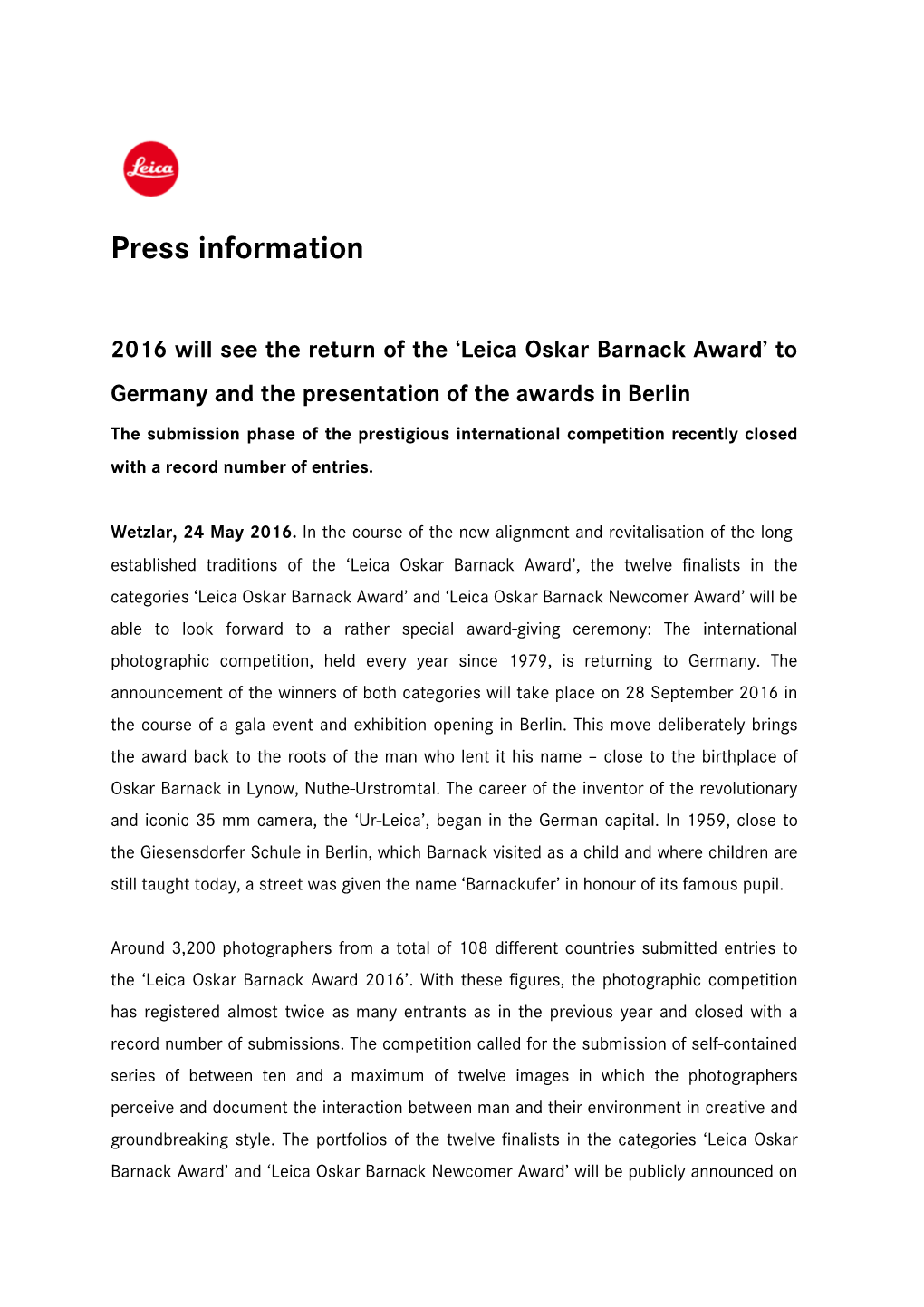 Leica Oskar Barnack Award