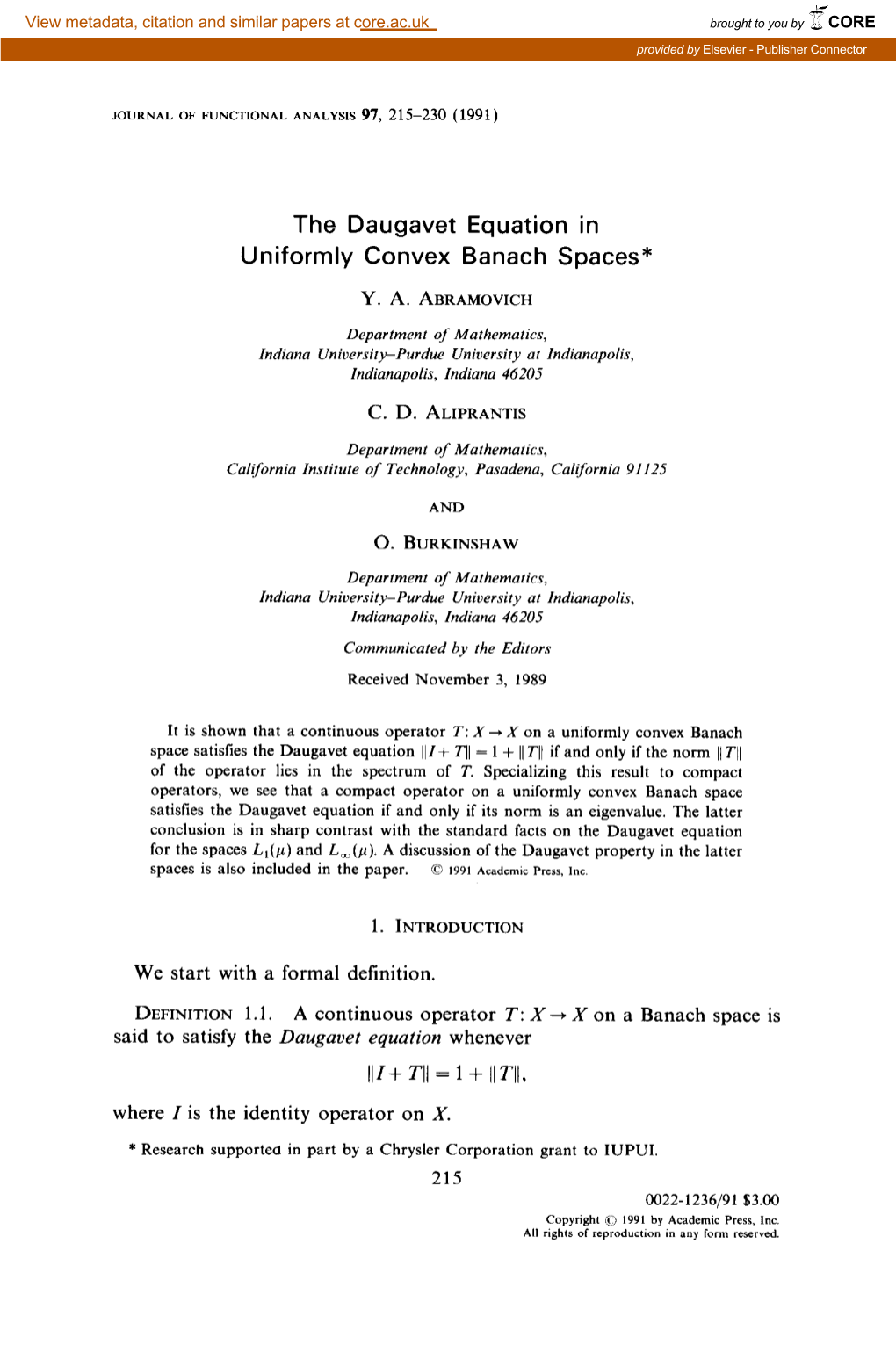 The Daugavet Equation in Uniformly Convex Banach Spaces*