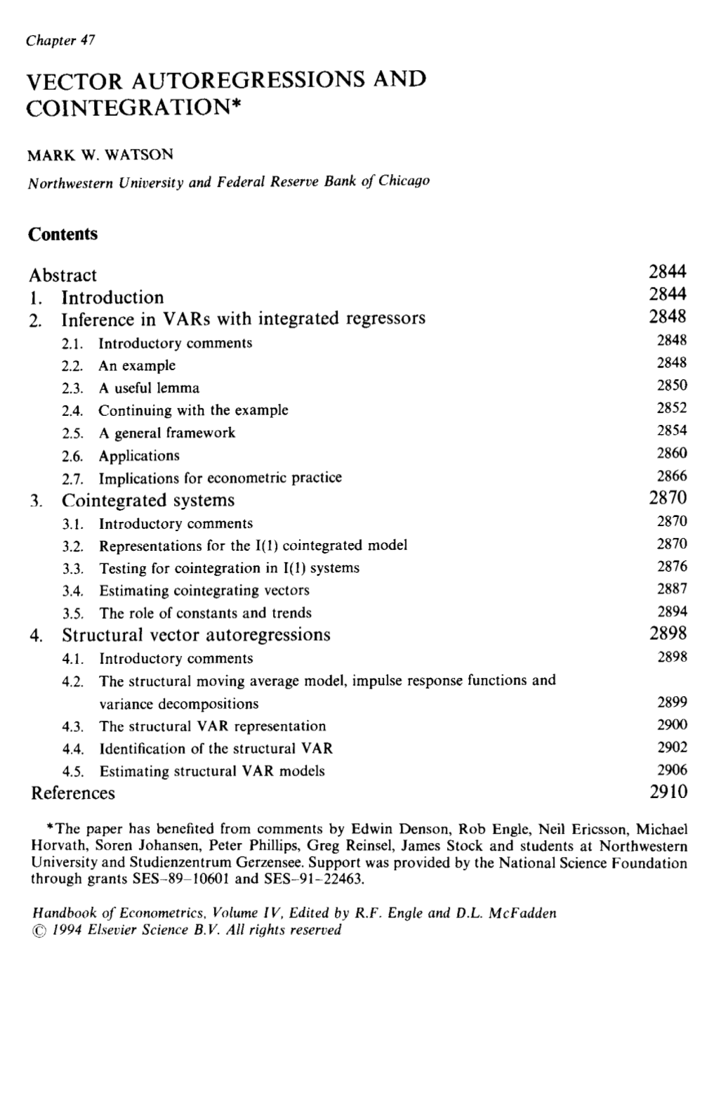 Vector Autoregressions and Cointegration*