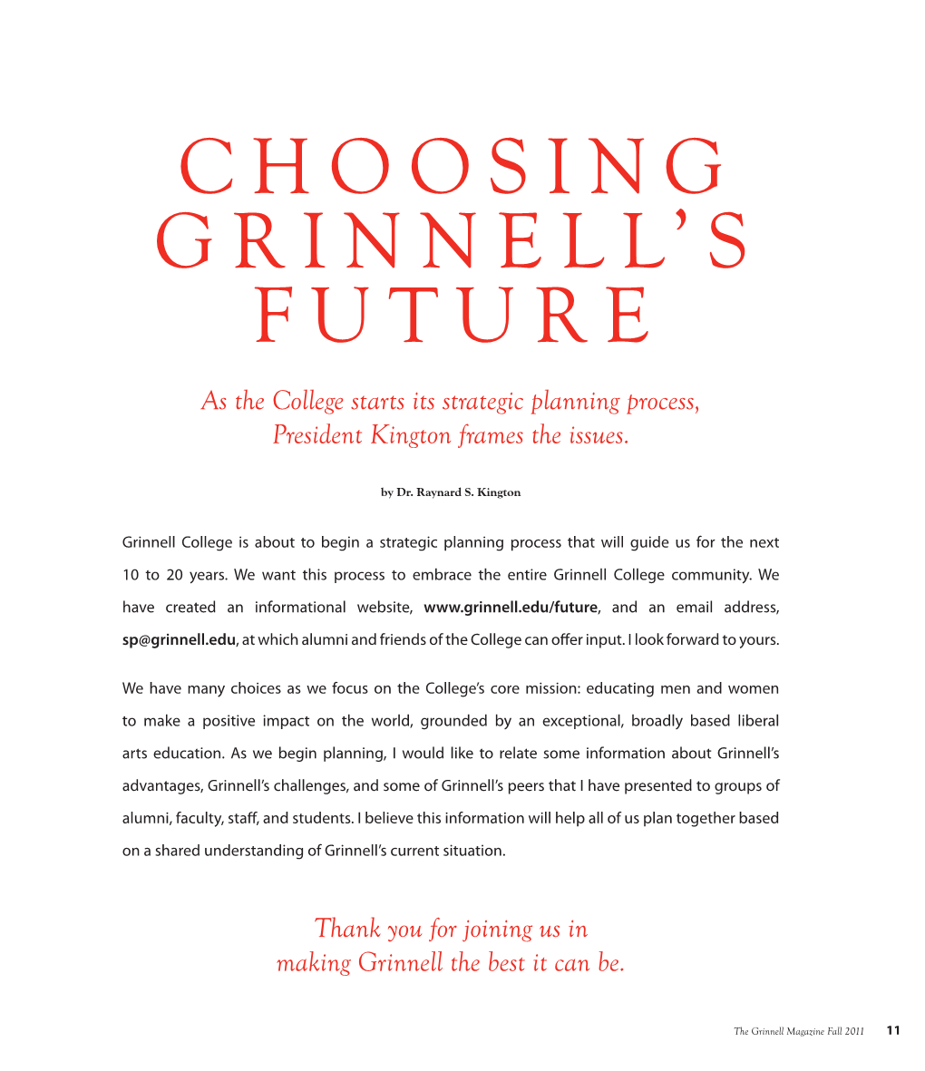 Choosing Grinnell's Future