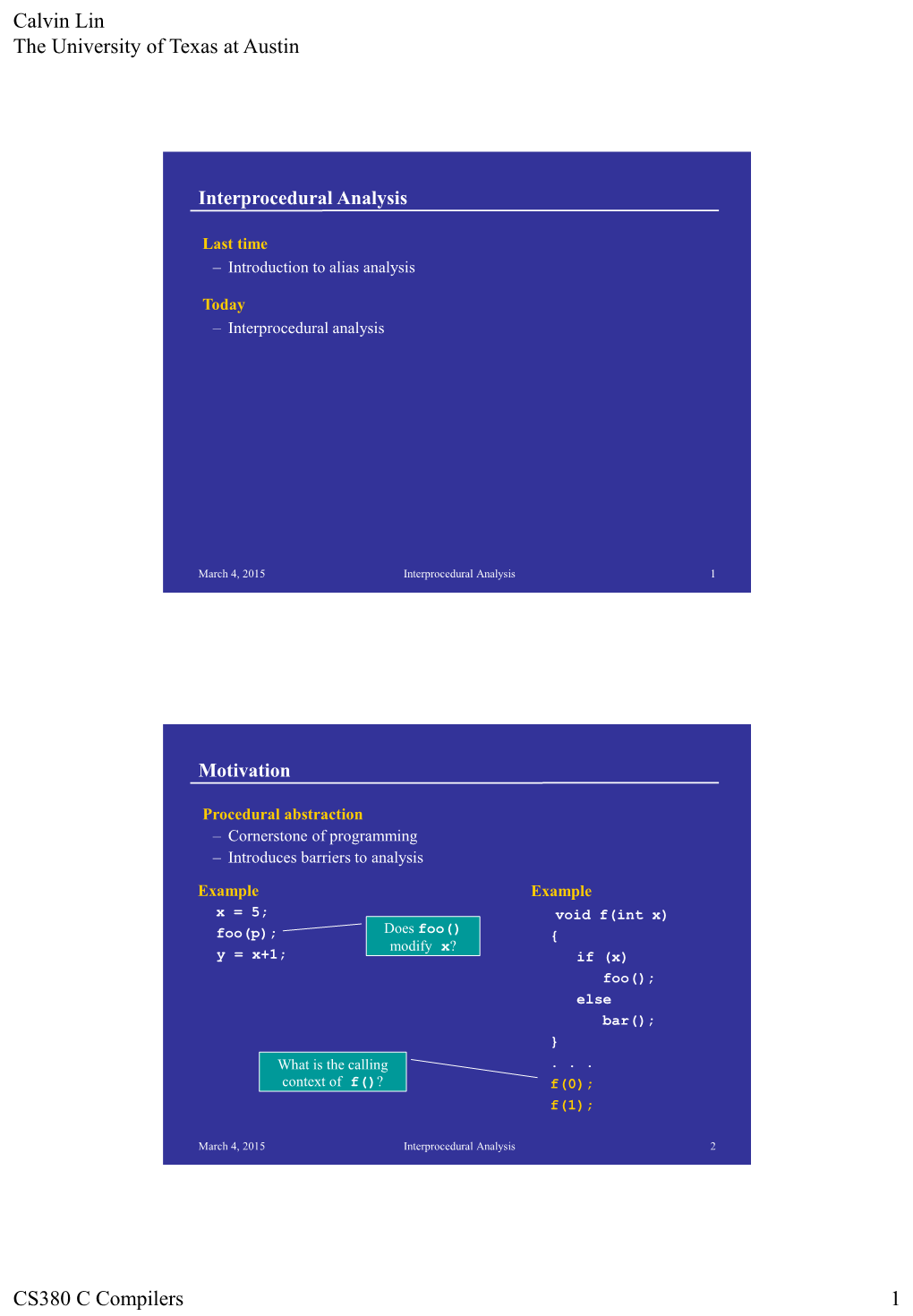 Compiler Lectures