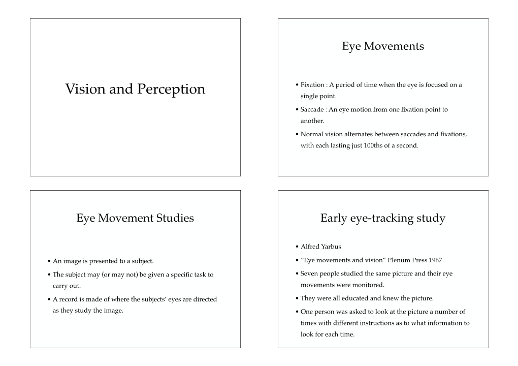 Vision and Perception Single Point