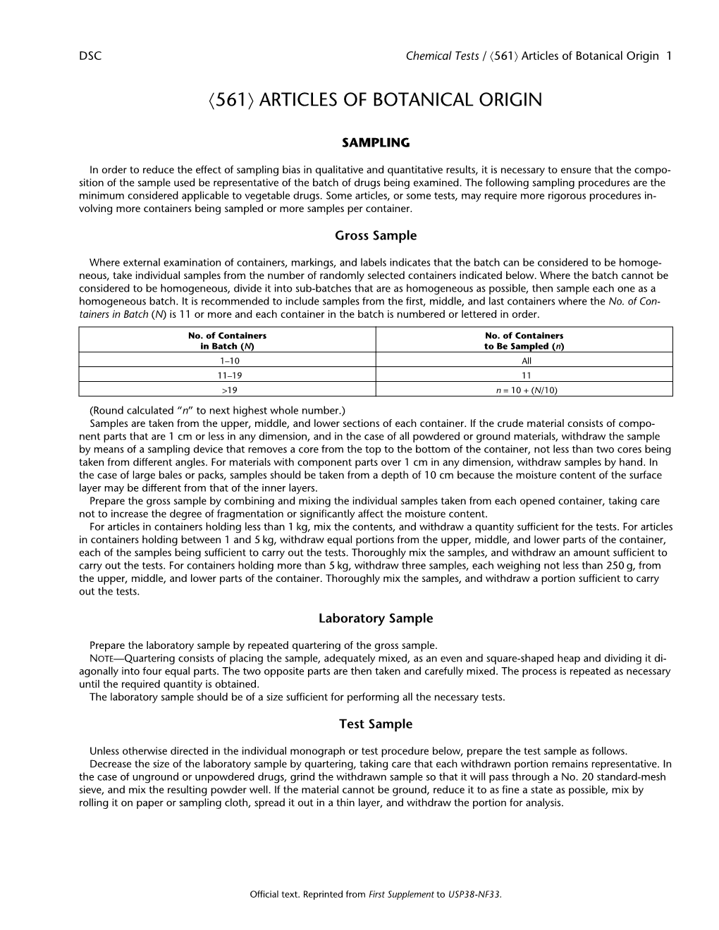 〈561〉 Articles of Botanical Origin