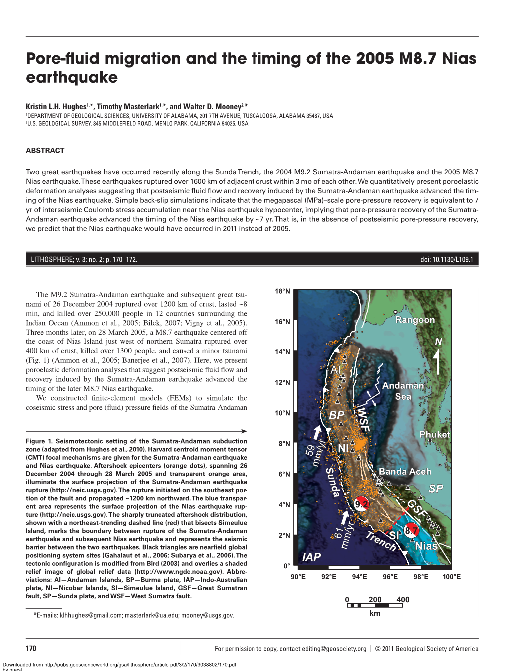 Pore-Fluid Migration and the Timing of the 2005 M8.7 Nias Earthquake