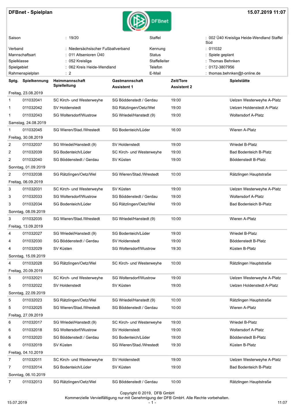 Dfbnet - Spielplan 15.07.2019 11:07