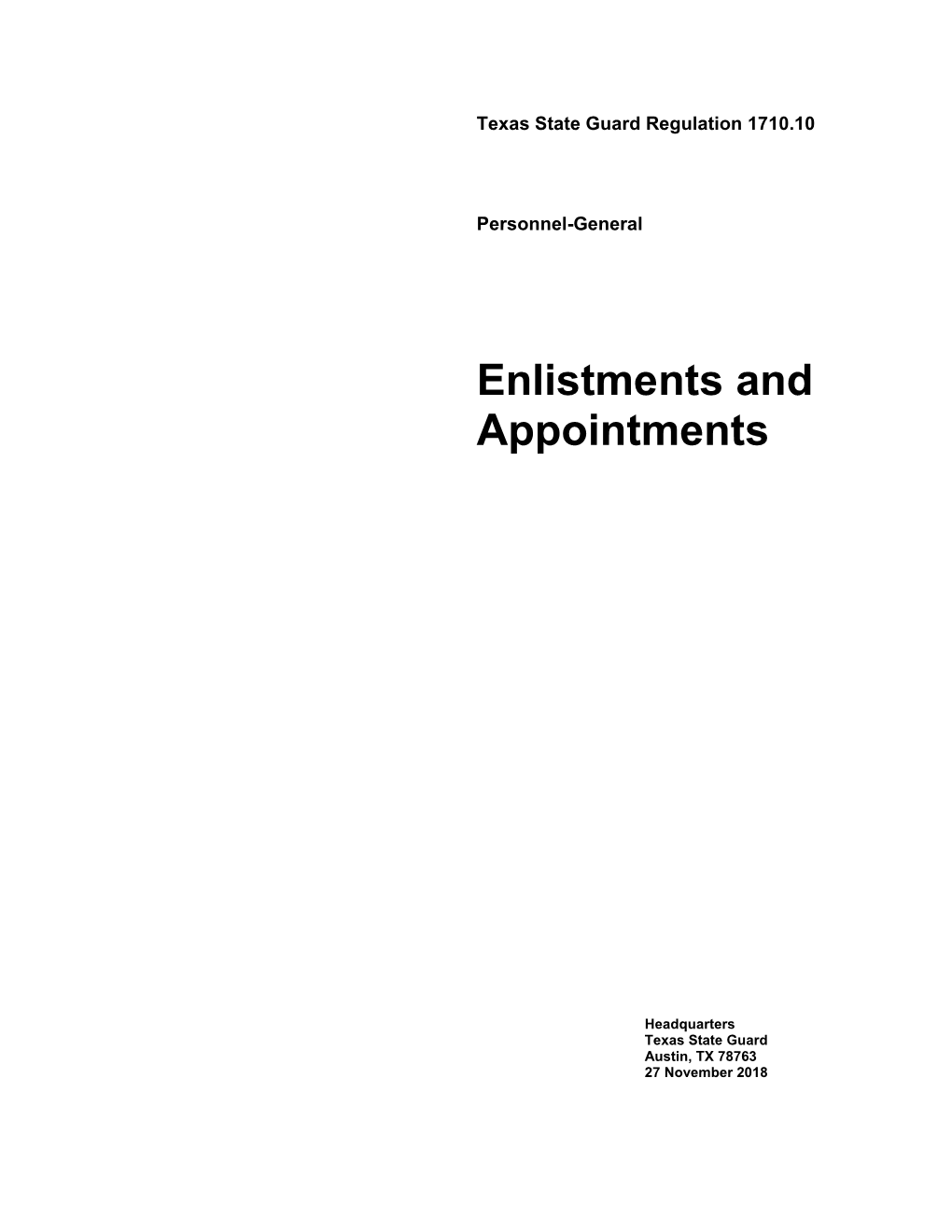 Enlistments and Appointments