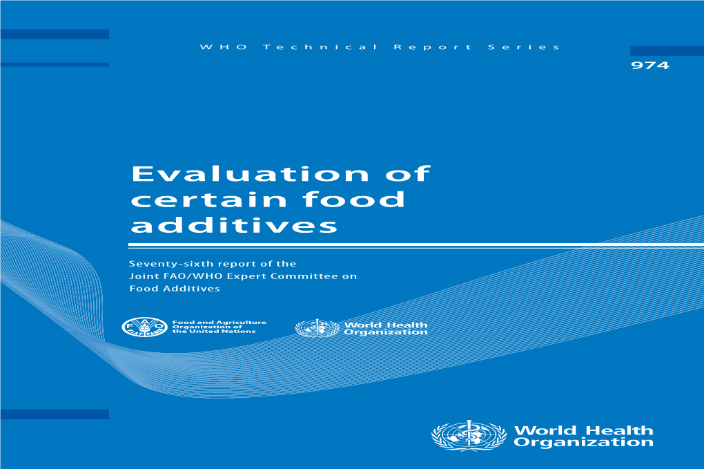 Evaluation of Certain Food Additives