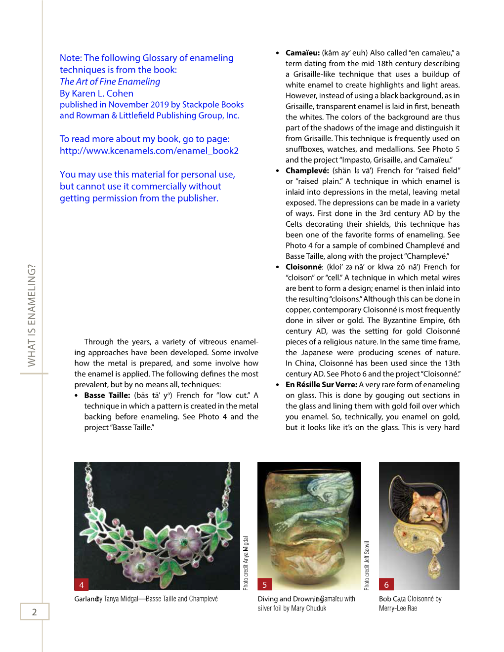 Glossary of Enameling Techniques