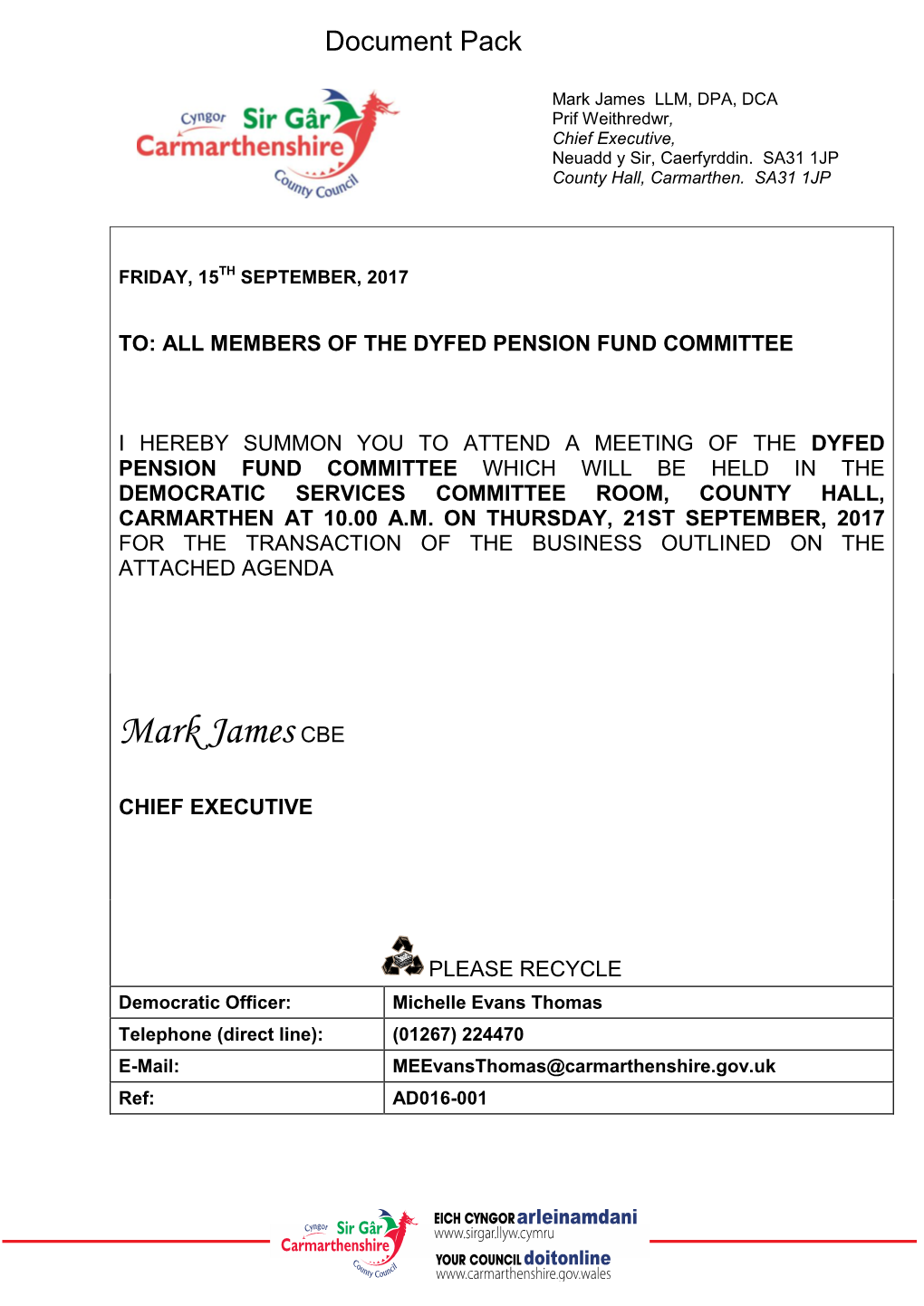 (Public Pack)Agenda Document for Dyfed Pension Fund Committee, 21