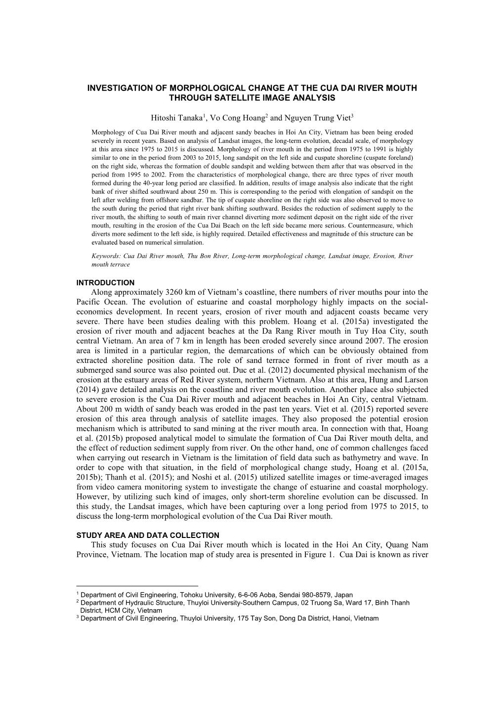 Investigation of Morphological Change at the Cua Dai River Mouth Through Satellite Image Analysis